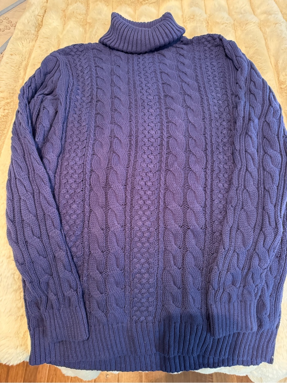 JEANNE PIERRE Cable-Knit Turtleneck Sweater - Violet